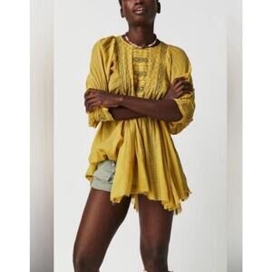 Free People Yellow Blouse